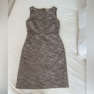 Banana Republic Tweed Textured Metallic Brown and Gold Work Dress size 0
